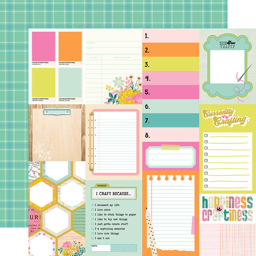 Simple Stories - Let's Get Crafty Collection - 12 x 12 Double Sided Paper - Journal Elements