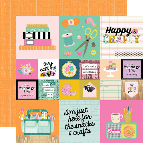 Simple Stories - Let's Get Crafty Collection - 12 x 12 Double Sided Paper - 2 x 2 and 4 x 4 Elements