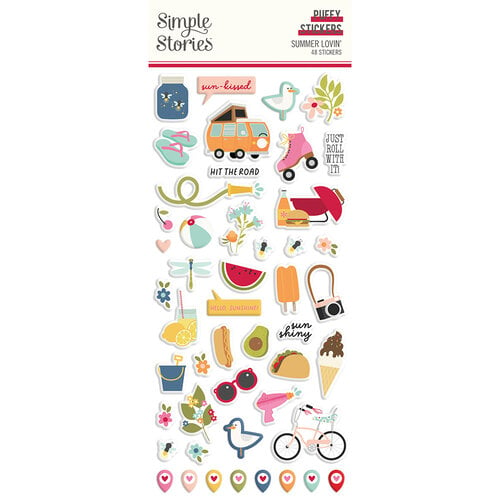 Simple Stories - Summer Lovin' Collection - Puffy Stickers