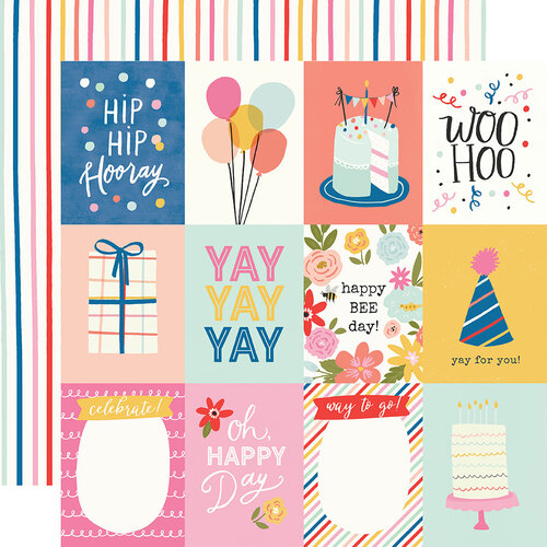 Simple Stories - Celebrate Collection - 12 x 12 Double Sided Paper - 3 x 4 Elements
