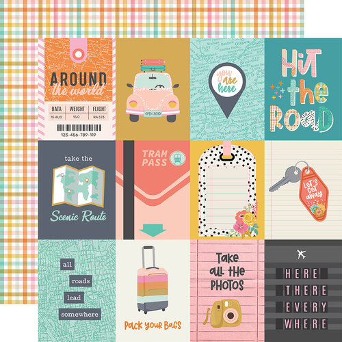 Simple Stories - Let's Go Collection - 12 x 12 Double Sided Paper - 3 x 4 Elements