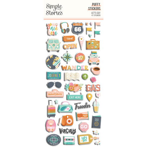 Simple Stories - Let's Go Collection - Puffy Stickers