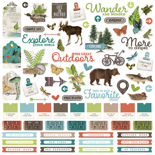 Simple Stories - Simple Vintage Lakeside Collection - 12x 12 Cardstock Stickers