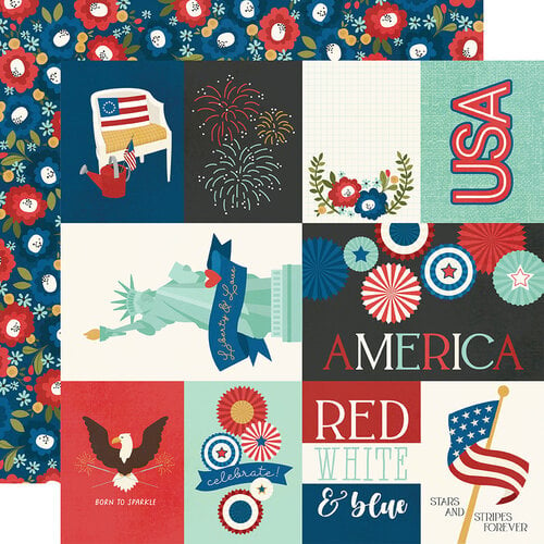Simple Stories - America The Beautiful Collection - 12 x 12 Double Sided Paper - Elements 1