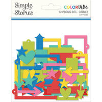 Simple Stories - Color Vibe Collection - Bits and Pieces - Chipboard Summer