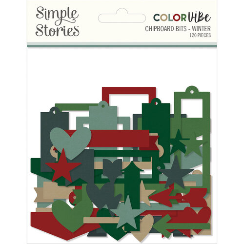Simple Stories - Color Vibe Collection - Bits and Pieces - Chipboard Winter