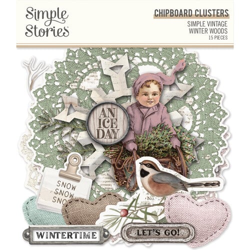 Simple Stories - Simple Vintage Winter Woods Collection - Chipboard Clusters