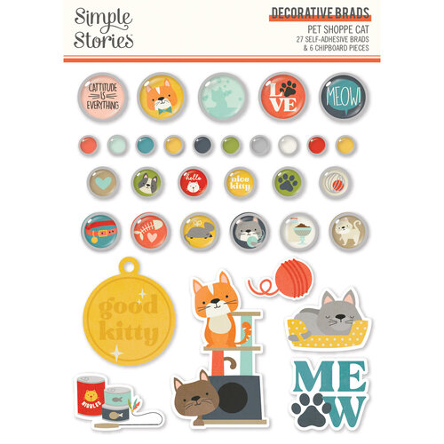 Simple Stories - Pet Shoppe Cat Collection - Decorative Brads