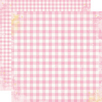 Simple Stories - Simple Vintage Life In Bloom Collection - 12 x 12 Double Sided Paper - Bubblegum Gingham