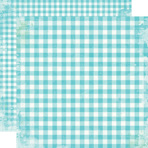 Simple Stories - Simple Vintage Life In Bloom Collection - 12 x 12 Double Sided Paper - Teal Gingham