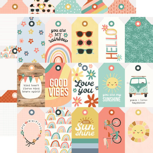 Simple Stories - Boho Sunshine Collection - 12 x 12 Double Sided Paper - Tag Elements