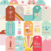 Simple Stories - Retro Summer Collection - 12 x 12 Double Sided Paper - Tag Elements