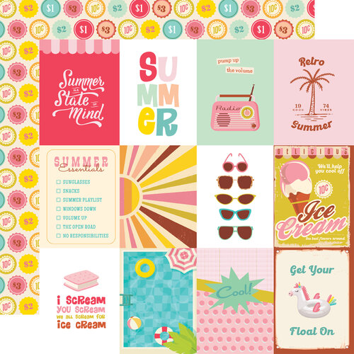 Simple Stories - Retro Summer Collection - 12 x 12 Double Sided Paper - 3 x 4 Elements