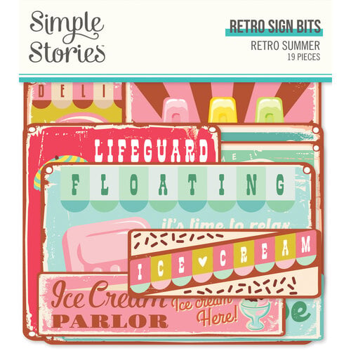 Simple Stories - Retro Summer Collection - Ephemera - Retro Sign Bits and Pieces