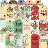 Simple Stories - Simple Vintage Berry Fields Collection - 12 x 12 Double Sided Paper - Tag Elements