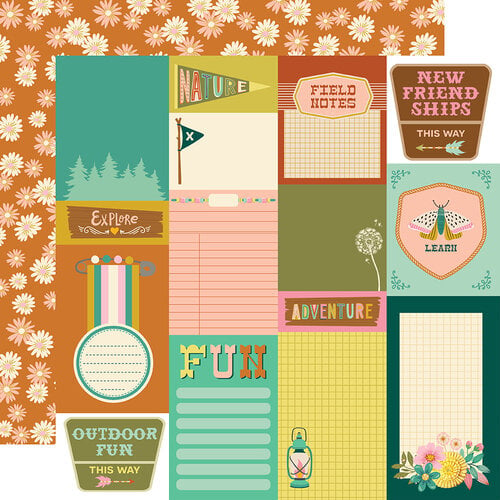 Simple Stories - Trail Mix Collection - 12 x 12 Double Sided Paper - Journal Elements