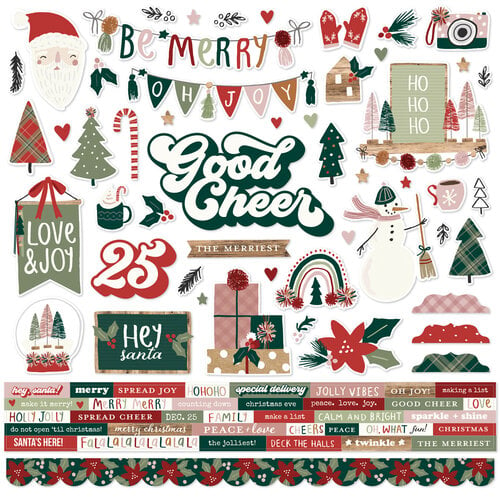Simple Stories - Boho Christmas Collection - 12 x 12 Cardstock Stickers