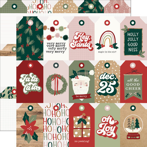 Simple Stories - Boho Christmas Collection - 12 x 12 Double Sided Paper - Tag Elements
