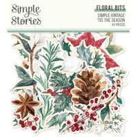 Simple Stories - Simple Vintage 'Tis The Season Collection - Ephemera - Floral Bits and Pieces