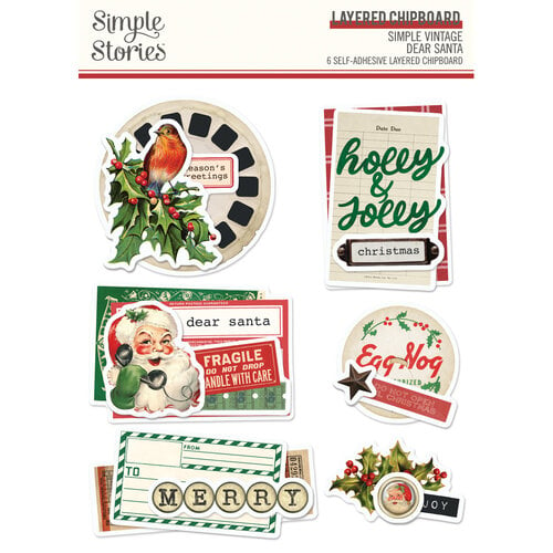 Simple Stories - Simple Vintage Dear Santa Collection - Layered Chipboard