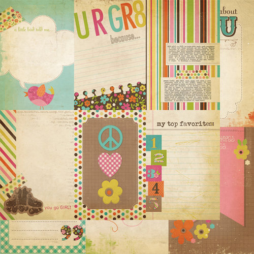 Simple Stories - Fab-U-lous Collection - 12 x 12 Double Sided Paper - Vertical Journaling Card Elements