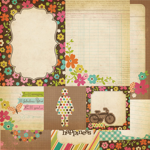 Simple Stories - Fab-U-lous Collection - 12 x 12 Double Sided Paper - Quote and Photo Mat Elements