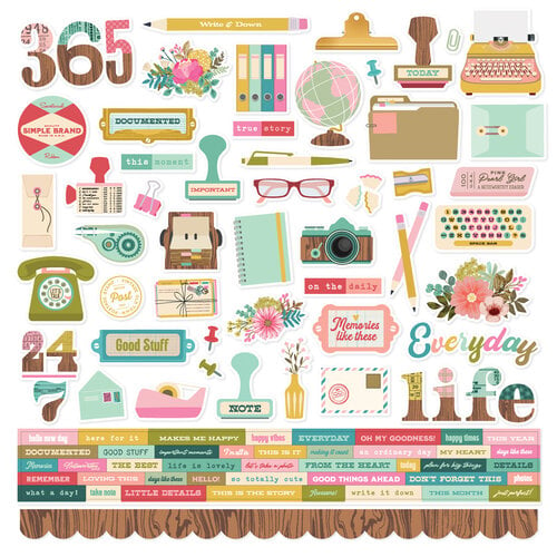Simple Stories - Noteworthy Collection - 12 x 12 Cardstock Stickers