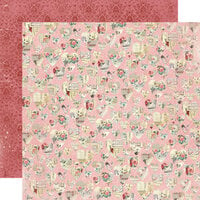 Navy & White Floral Scrapbook Paper - 8 1/2 x 11