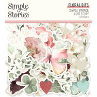 Simple Stories - Simple Vintage Love Story Collection - Ephemera - Floral Bits And Pieces