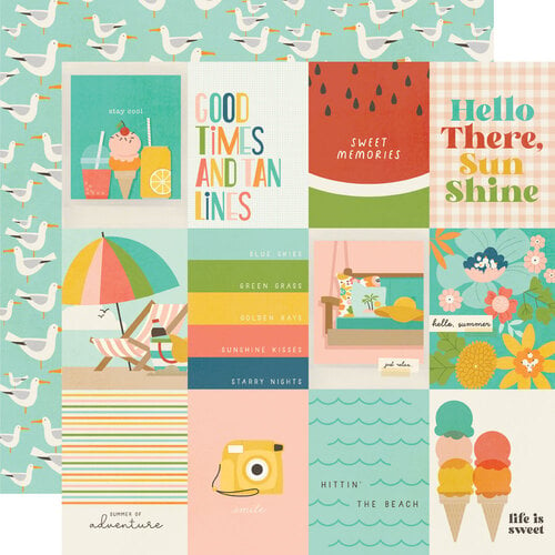 Simple Stories - Summer Snapshots Collection - 12 x 12 Double Sided Paper - 3 x 4 Elements