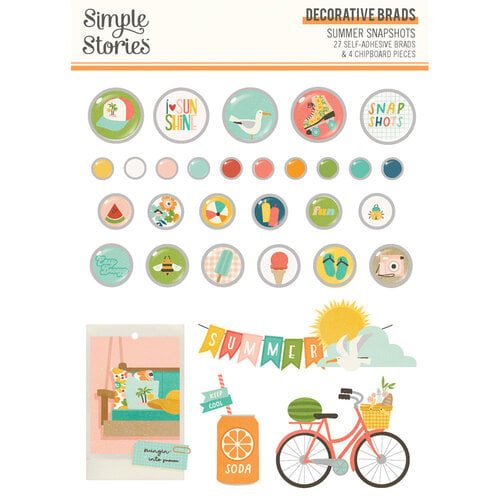 Simple Stories - Summer Snapshots Collection - Decorative Brads