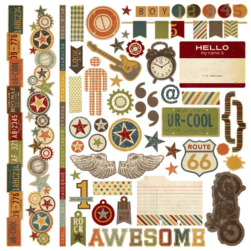 Simple Stories - Awesome Collection - 12 x 12 Cardstock Stickers - Fundamentals