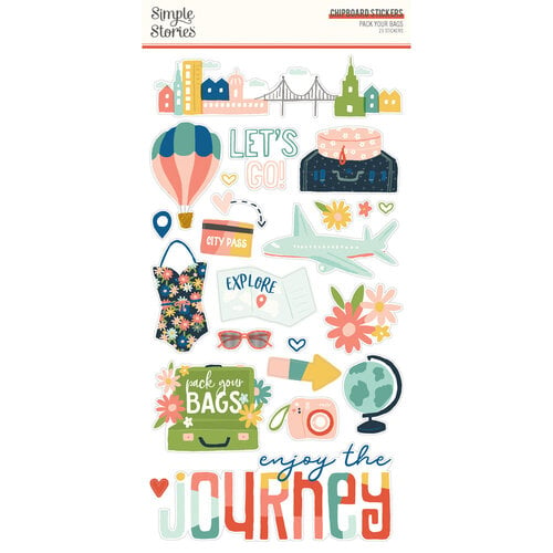 Simple Stories - Pack Your Bags Collection - 6 x 12 Chipboard Stickers