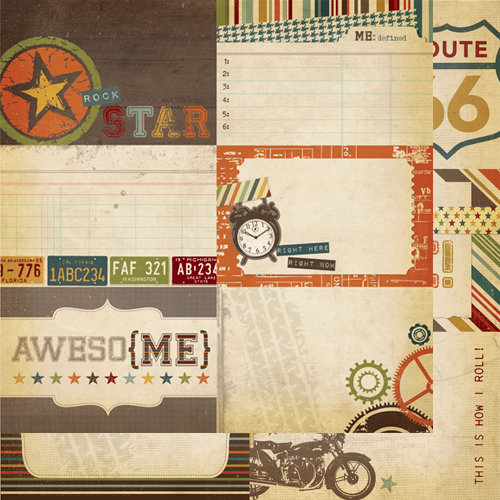 Simple Stories - Awesome Collection - 12 x 12 Double Sided Paper - Journaling Card Elements 2