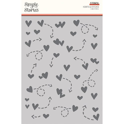 Simple Stories - Pack Your Bags Collection - Stencils - Hearts And Stitches