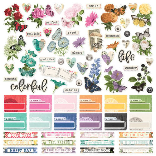 Simple Stories - Simple Vintage Essentials Color Palette Collection - 12 x 12 Cardstock Stickers