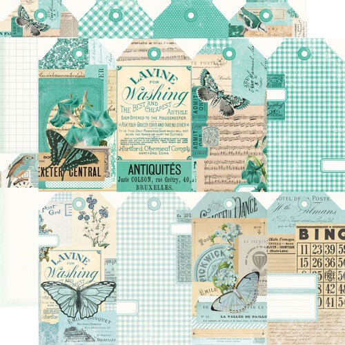 Simple Stories - Simple Vintage Essentials Color Palette Collection - 12 x 12 Double Sided Paper - Teal And Mint Tags