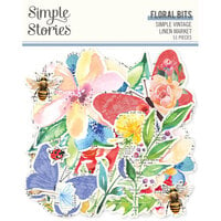 Simple Stories - Simple Vintage Linen Market Collection - Ephemera - Floral Bits And Pieces