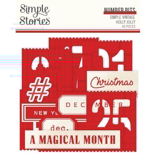Simple Stories - Simple Vintage Holly Jolly Collection - Ephemera - Number Bits