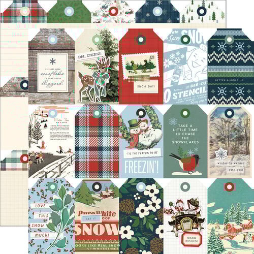 Simple Stories - Simple Vintage Flannel Season Collection - 12 x 12 Double Sided Paper - Tag Elements