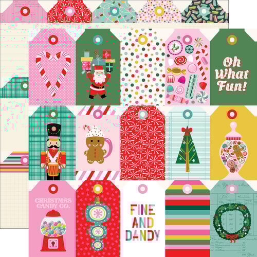 Simple Stories - Hard Candy Christmas Collection - 12 x 12 Double Sided Paper - Tag Elements