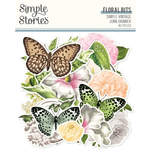 Simple Stories - Simple Vintage Junk Drawer Collection - Ephemera - Floral Bits And Pieces