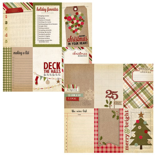 Simple Stories - Handmade Holiday Collection - Christmas - 12 x 12 Double Sided Paper - Vertical Journaling Card Elements
