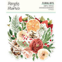 Simple Stories - Simple Vintage Evergreen Memories Collection - Ephemera - Floral Bits And Pieces