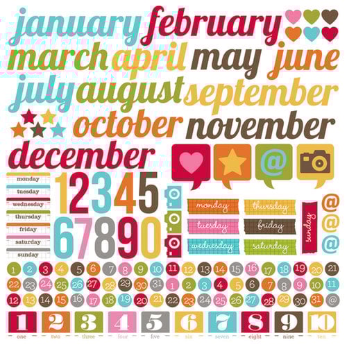 Simple Stories - SNAP Life Collection - 12 x 12 Cardstock Stickers - Calendar
