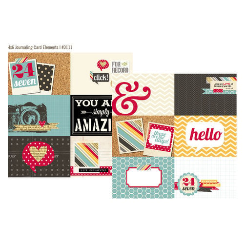 Simple Stories - 24 Seven Collection - 12 x 12 Double Sided Paper - 4 x 6 Horizontal Journaling Card Elements