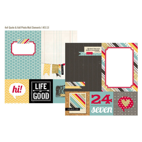 Simple Stories - 24 Seven Collection - 12 x 12 Double Sided Paper - Quote and Photo Mat Elements