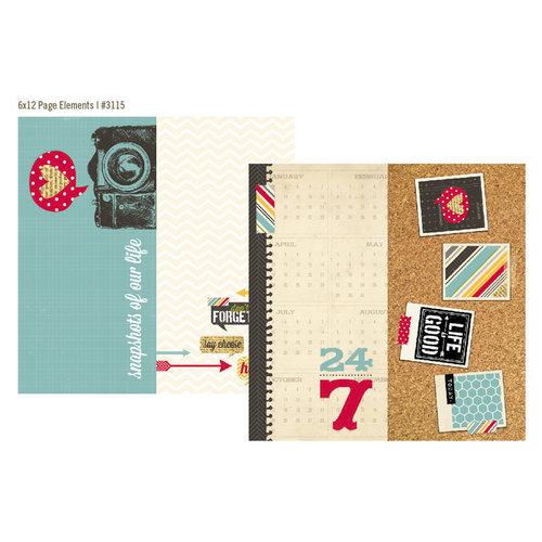 Simple Stories - 24 Seven Collection - 12 x 12 Double Sided Paper - Page Elements