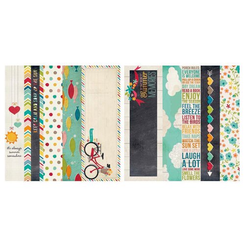 Simple Stories - I Heart Summer Collection - 12 x 12 Double Sided Paper - Border and Title Elements