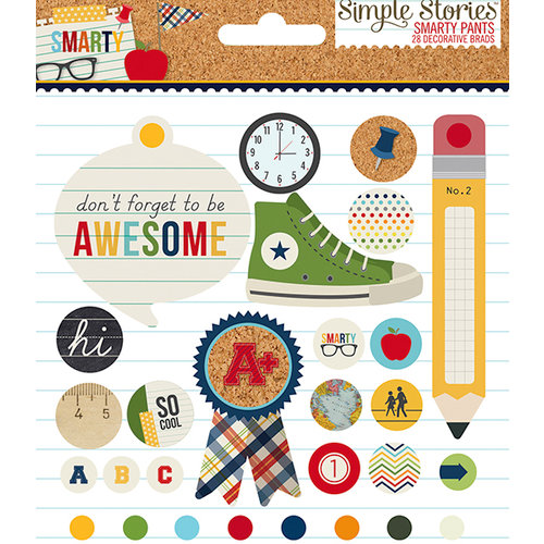 Simple Stories - Smarty Pants Collection - Decorative Metal Brads